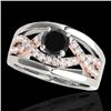 Image 1 : Genuine 1.55 CTW Certified Black Genuine Diamond Solitaire Ring Two Tone Gold - 35294-REF#74A8N