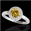 Image 1 : Genuine 1.43 CTW Certified Fancy Intense Genuine Diamond Solitaire Halo Ring Gold - 33668-REF#110H2R