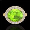 Image 2 : Genuine 4.50 CTW Peridot & Micro Pave Diamond Certified Ring 18K Gold - 20921-REF#83N4G