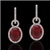 Image 1 : Genuine 8.0 CTW Garnet & Micro Pave Solitaire Halo Diamond Earrings 14K Gold - 22737-REF#83Y2V