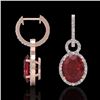 Image 2 : Genuine 8.0 CTW Garnet & Micro Pave Solitaire Halo Diamond Earrings 14K Gold - 22737-REF#83Y2V