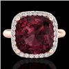 Image 1 : Natural 6.0 CTW Garnet And Micro Pave Halo Diamond Ring Solitaire 14K Gold - 23100-REF#42T5X