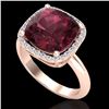Image 2 : Natural 6.0 CTW Garnet And Micro Pave Halo Diamond Ring Solitaire 14K Gold - 23100-REF#42T5X