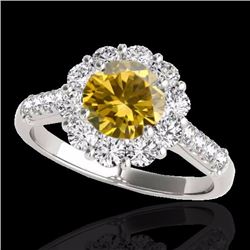 Genuine 2.75 CTW Certified Fancy Intense Genuine Diamond Solitaire Halo Ring Gold - 33434-REF#209Z7Y
