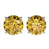 Image 1 : Genuine 2.57 CTW Certified Intense Yellow Genuine Diamond Solitaire Stud Earrings Gold - 36688-REF#2