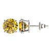 Image 2 : Genuine 2.57 CTW Certified Intense Yellow Genuine Diamond Solitaire Stud Earrings Gold - 36688-REF#2