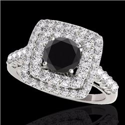 Genuine 2.30 CTW Certified Black Genuine Diamond Bridal Solitaire Halo Ring Gold - 34597-REF#108M7H