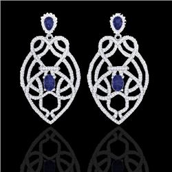 Genuine 7.0 CTW Tanzanite & Micro Pave Diamond Heart Earrings Solitaire 14K Gold - 21143-REF#237T6X