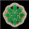 Image 2 : Natural 4.0 CTW Emerald & Diamond Certified Cluster Designer Halo Ring Gold - 20780-REF#45R5Z