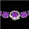 Image 1 : Natural 102 CTW Amethyst & Diamond Halo Micro Eternity Necklace 14K Gold - 22286-REF#271M6H