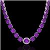 Image 2 : Natural 102 CTW Amethyst & Diamond Halo Micro Eternity Necklace 14K Gold - 22286-REF#271M6H