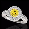 Image 1 : Genuine 2.0 CTW Certified Fancy Intense Genuine Diamond Solitaire Halo Ring Gold - 33907-REF#181H3R