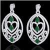 Image 1 : Genuine 7.0 CTW Emerald & Micro Pave Diamond Heart Earrings Designer In 18K Gold - 21153-REF#248X2A