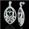 Image 2 : Genuine 7.0 CTW Emerald & Micro Pave Diamond Heart Earrings Designer In 18K Gold - 21153-REF#248X2A