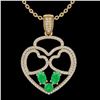 Image 2 : Natural 3.0 CTW Emerald & Micro Pave Designer Inspired Heart Necklace 14K Gold - 22540-REF#94Y5V