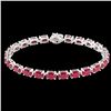 Image 2 : Genuine 29 CTW Ruby Eternity Designer Inspired Tennis Bracelet 14K Gold - 23393-REF#102M3H