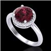 Image 2 : Genuine 2.70 CTW Garnet & Micro Pave Diamond Ring Designer Halo 18K Gold - 23211-REF#44N8G