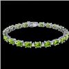 Image 2 : Genuine 13 CTW Peridot & Diamond Certified Eternity Bracelet 10K White Gold - 21455-REF#76W3K