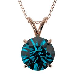 Genuine 1.50 CTW Certified Intense Blue Genuine Diamond Solitaire Necklace Gold - 33227-REF#137A8N