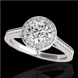 Genuine 1.33 CTW Certified G-I Genuine Diamond Bridal Solitaire Halo Ring Gold - 33508-REF#113Y2V