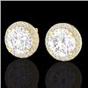 Image 1 : Natural 4.0 CTW Halo Diamond Certified Micro Pave Earrings Solitaire 18K Gold - 21490-REF#1129H5R