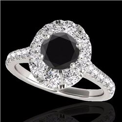 Genuine 2.0 CTW Certified Black Genuine Diamond Bridal Solitaire Halo Ring Gold - 34081-REF#93W8K