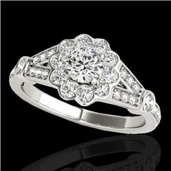 Genuine 1.65 CTW Certified G-I Genuine Diamond Bridal Solitaire Halo Ring Gold - 34034-REF#124Z5Y