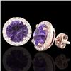 Image 2 : Natural 4.0 CTW Amethyst & Halo Diamond Micro Pave Earrings Solitaire 14K Gold - 21476-REF#43A2N
