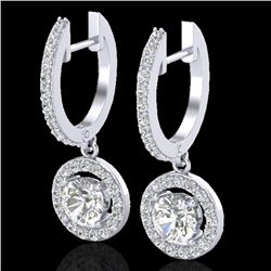 Genuine 1.75 CTW Micro Pave Halo Solitaire Diamond Certified Earrings 18K Gold - 23253-REF#145G9W