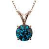 Image 1 : Genuine 0.78 CTW Certified Intense Blue Genuine Diamond Solitaire Necklace Gold - 36745-REF#55V8F