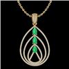 Image 2 : Natural 2.0 CTW Emerald & Micro Pave Diamond Certified Designer Necklace 18K Gold - 22468-REF#106W9K
