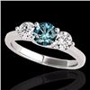 Image 1 : Genuine 3.0 CTW Certified Fancy Blue Genuine Diamond 3 Stone Solitaire Ring Gold - 35399-REF#406V7F