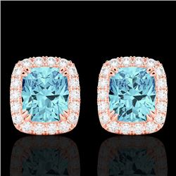 Genuine 2.50 CTW Sky Blue Topaz & Micro Pave Diamond Certified Halo Earrings 10K Gold - 22873-REF#31