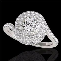 Genuine 1.86 CTW Certified G-I Genuine Diamond Bridal Solitaire Halo Ring Gold - 34504-REF#134K7T