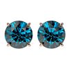 Image 1 : Genuine 3.15 CTW Certified Intense Blue Genuine Diamond Solitaire Stud Earrings Gold - 36707-REF#283