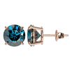 Image 2 : Genuine 3.15 CTW Certified Intense Blue Genuine Diamond Solitaire Stud Earrings Gold - 36707-REF#283