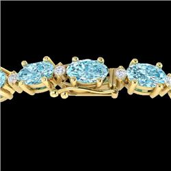 Natural 14 CTW Sky Blue Topaz & Diamond Certified Eternity Bracelet 10K Gold - 21444-REF#54M7H