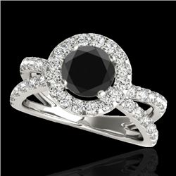 Genuine 2.01 CTW Certified Black Genuine Diamond Bridal Solitaire Halo Ring Gold - 34028-REF#91W2K