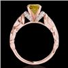 Image 2 : Genuine 1.20 CTW Certified Fancy Intense Genuine Diamond Solitaire Antique Ring Gold - 34683-REF#102