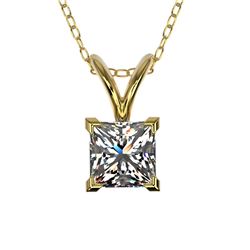 Genuine 0.50 CTW Certified Quality Princess Genuine Diamond Necklace Gold - 33168-REF#56V4F