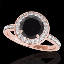 Genuine 1.65 CTW Certified Black Genuine Diamond Bridal Solitaire Halo Ring Gold - 34373-REF#128A3N