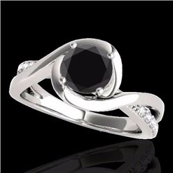 Genuine 1.15 CTW Certified Black Genuine Diamond Solitaire Bridal Ring Gold - 34838-REF#52R5Z