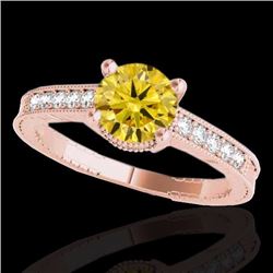 Genuine 1.45 CTW Certified Fancy Intense Genuine Diamond Solitaire Antique Ring Gold - 34764-REF#126