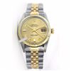 Image 1 : Rolex Men's 2Tone 14K Gold/ SS, QuickSet, Diamond Dial Fluted Bezel - REF#354V5H