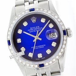 Rolex Men's Stainless Steel, QuickSet, Diam Dial & Diam/Sapphire Bezel - REF#425G5R