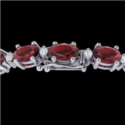 Genuine 15 CTW Garnet & Diamond Certified Eternity Bracelet 10K Gold - 21451-REF#55M3H