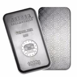 One piece 1 kilo 0.999 Fine Silver Bar Geiger Security Series
