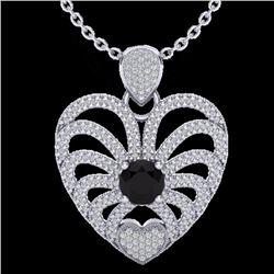 Genuine 3.50 CTW Black & White Micro Pave Diamond Certified Heart Necklace 14K Gold - 20499-REF#139Z