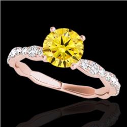 Genuine 1.40 CTW Certified Fancy Intense Genuine Diamond Solitaire Ring Gold - 34879-REF#101X5A