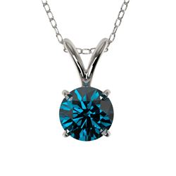 Genuine 0.55 CTW Certified Intense Blue Genuine Diamond Solitaire Necklace Gold - 36730-REF#37A5N